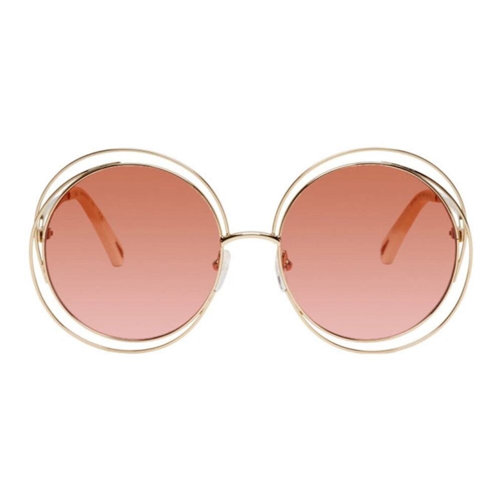CHLOE Oversize Gold and Pink Carlina Petite Gradient Sunglasses w/ Case - Picture 7 of 10